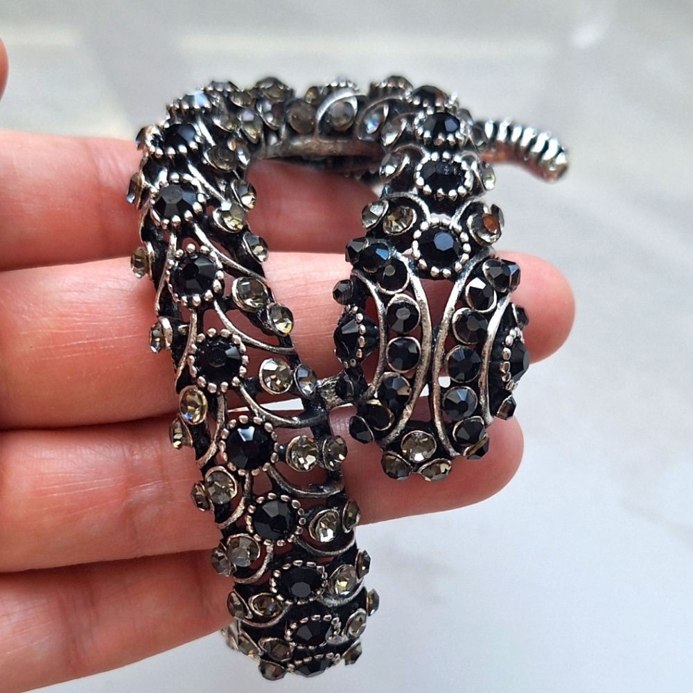 NEW! Black Snake Rhinestone Clamper Bracelet